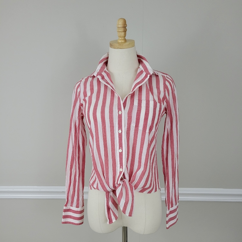 J.Crew Fit Flare Button Down Stripes Pocket Shirt Top